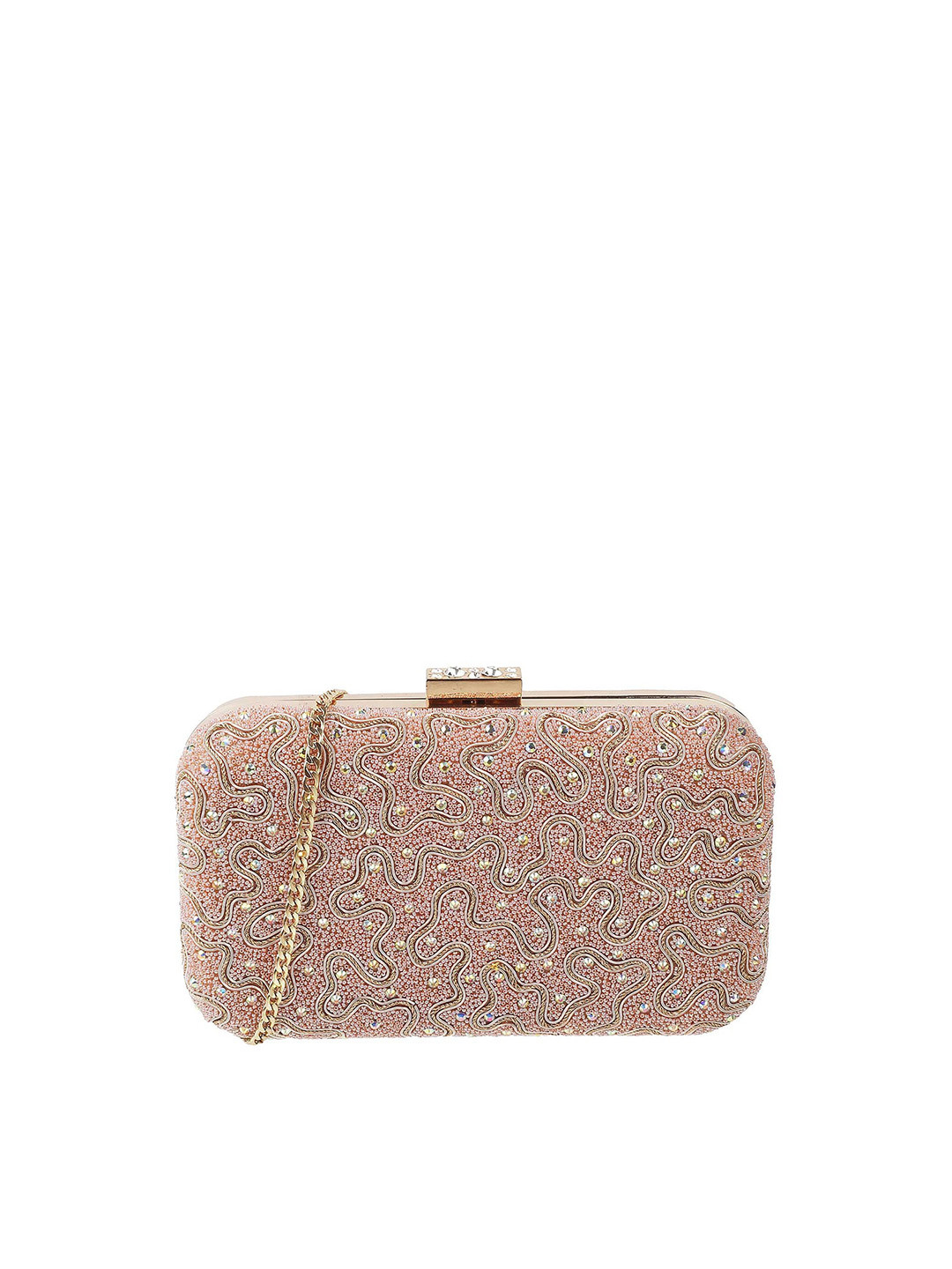 

Mochi Pink Embellished Box Clutch