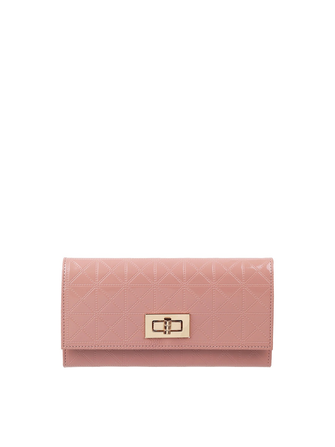 

Mochi Women Peach-Coloured Geometric Textured PU Two Fold Wallet