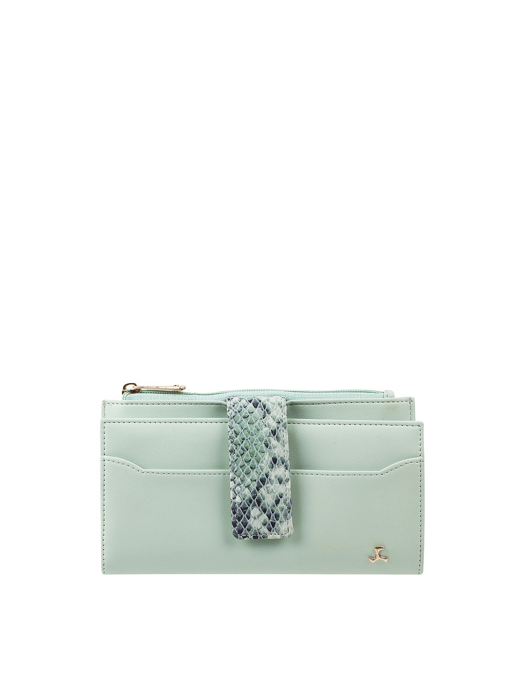 

Mochi Women Sea Green & Black PU Two Fold Wallet