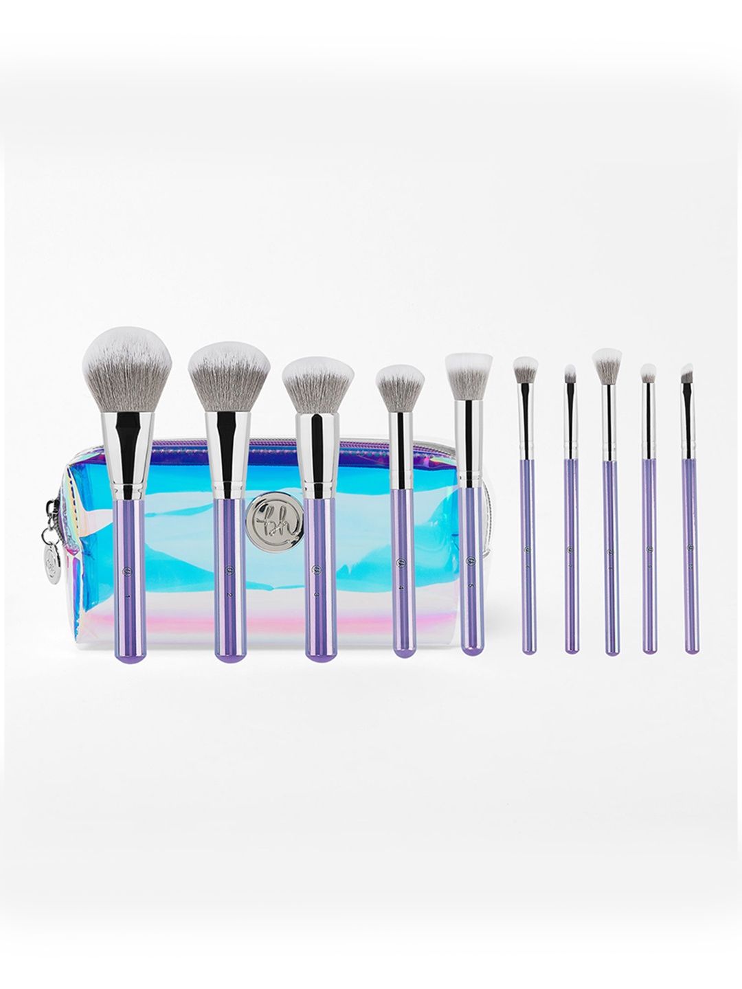 

BH COSMETICS 10 Pcs Cruelty-Free Hello Holo Makeup Brush Set with Makeup Bag - Purple