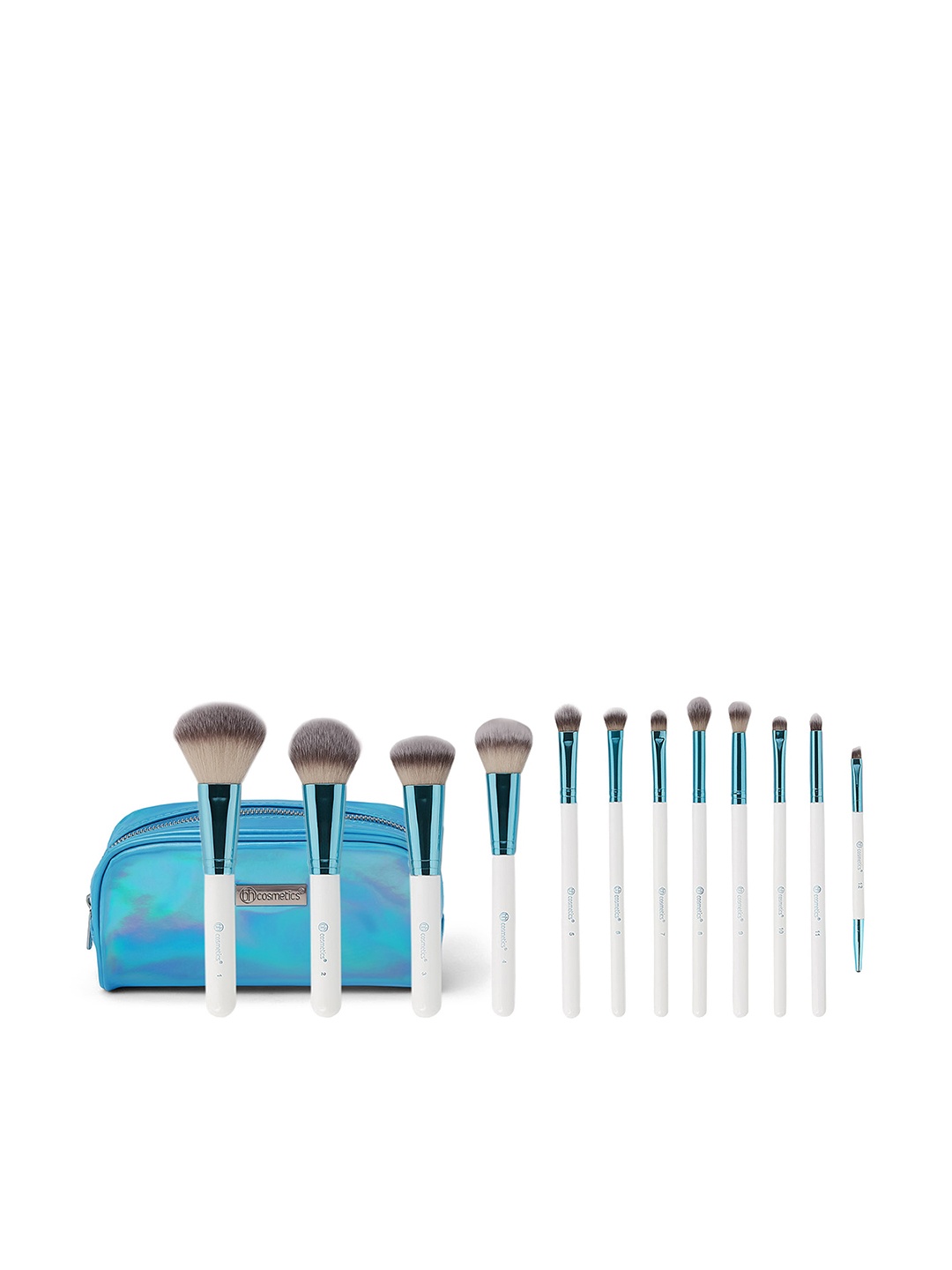 

BH COSMETICS 12 Pcs Cruelty-Free Poolside Chic Makeup Brush Set with Makeup Bag, White