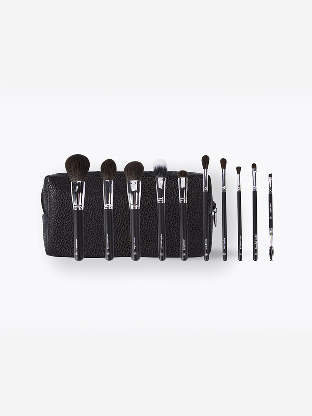 

BH COSMETICS Ultimate Essentials 10-Piece Face & Eye Brush Set with Cosmetic Bag, Black