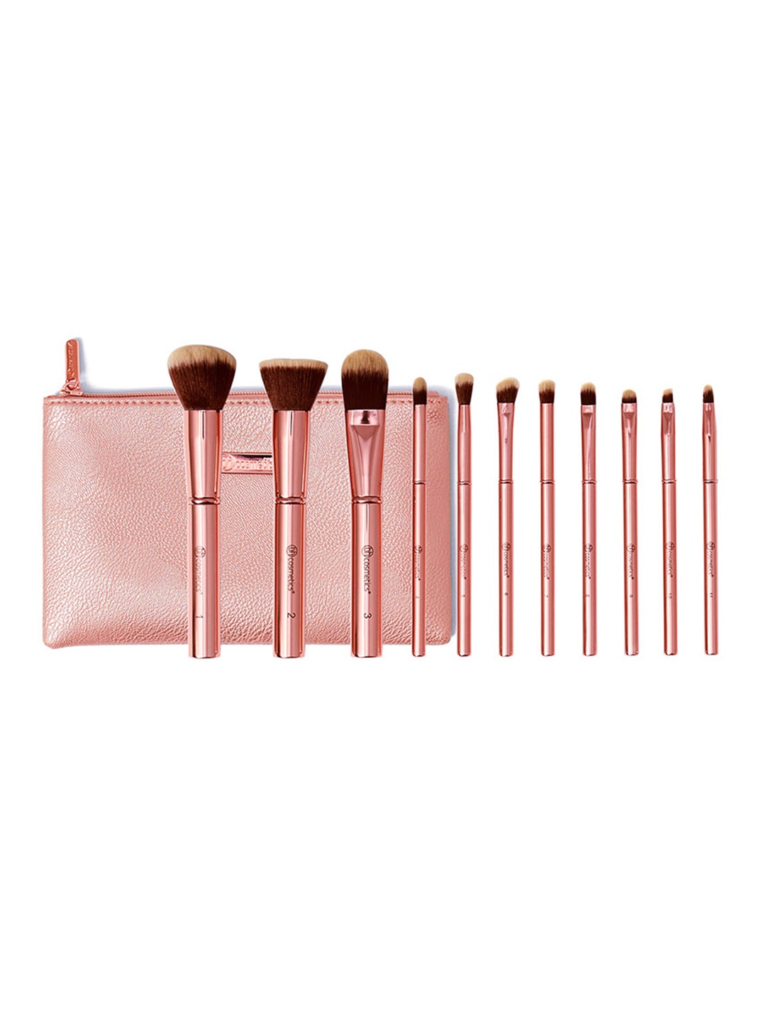 

BH COSMETICS Metal Rose 11-Piece Brush Set with Cosmetic Bag, Rose gold