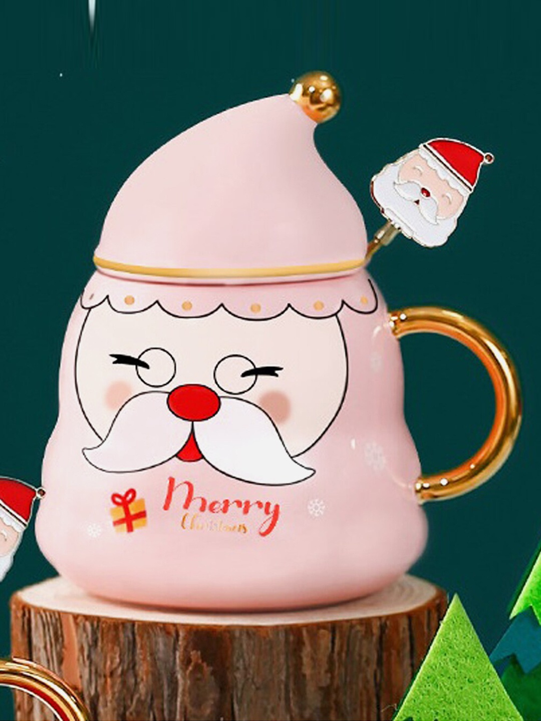 

Little Surprise Box LLP Pink Santa Face Merry Christmas Festive Decor 330 ml