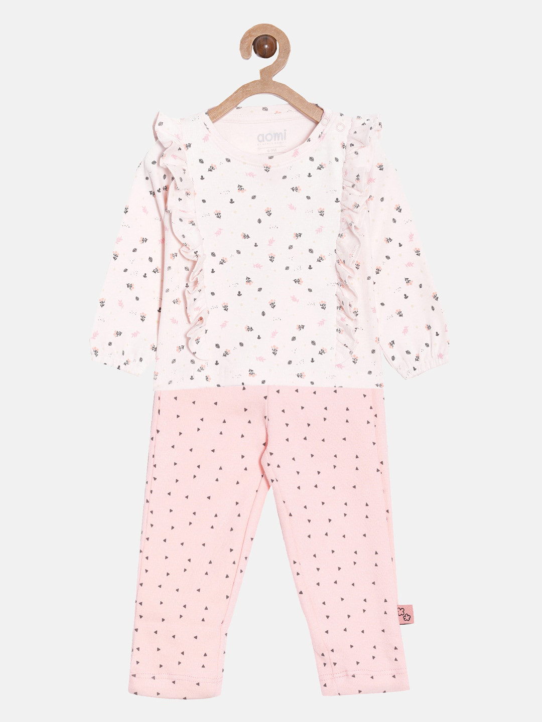 

Aomi Girls Pink & Grey Printed Top with Trousers