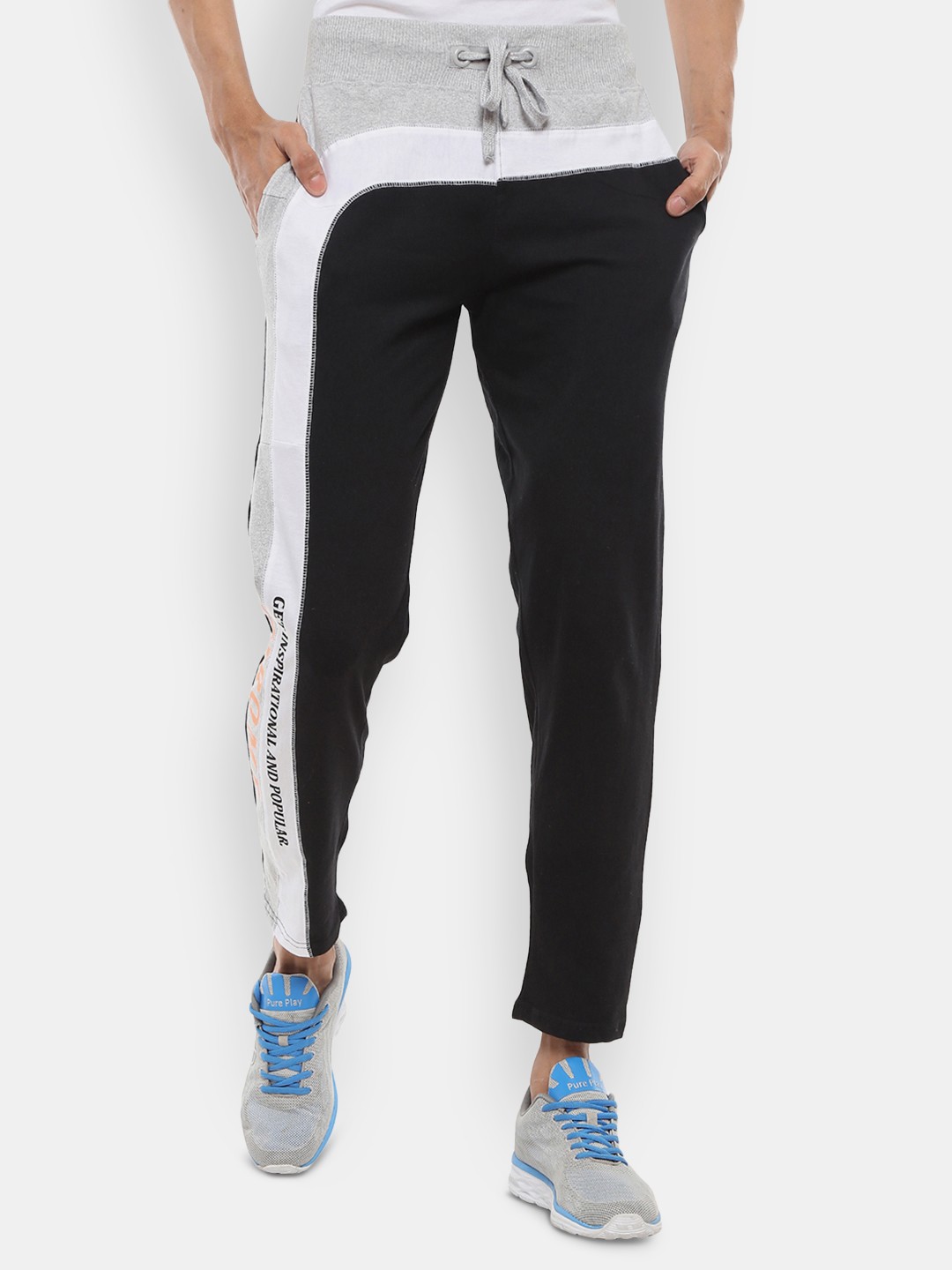 

V-Mart Men Black Colorblocked Sports Track Pant