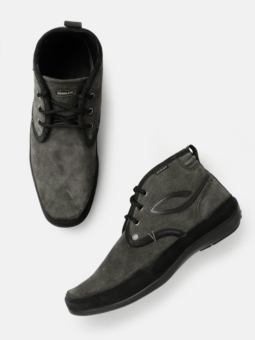 

Woodland Men Colourblocked Mid-Top Leather Sneakers, Grey