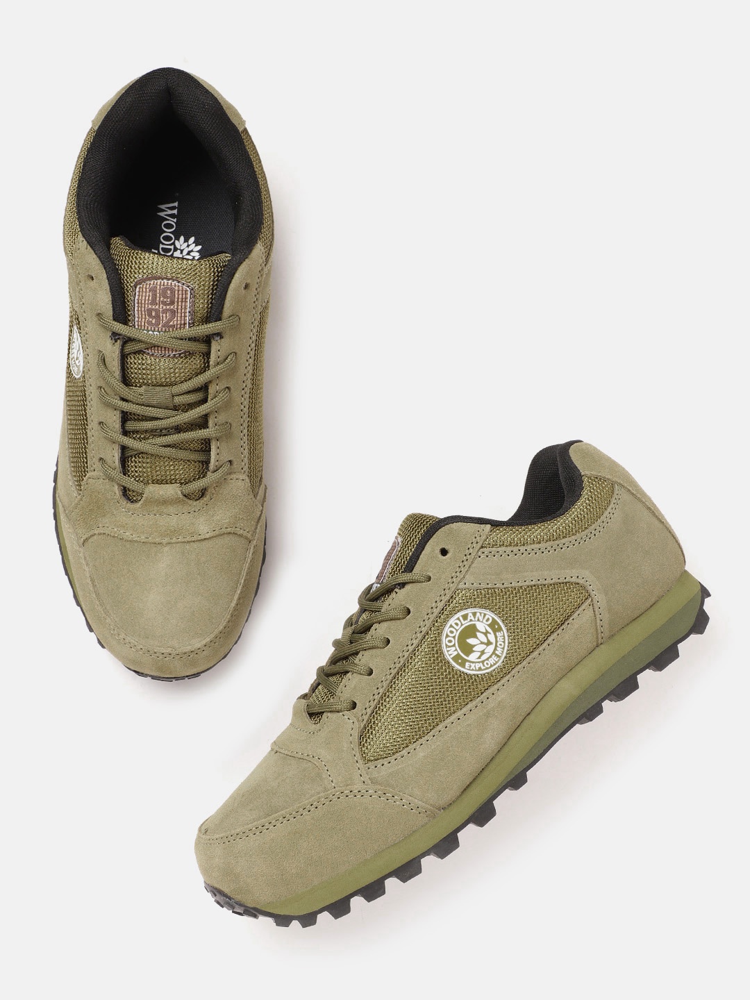 

Woodland Men Leather Sneakers, Green