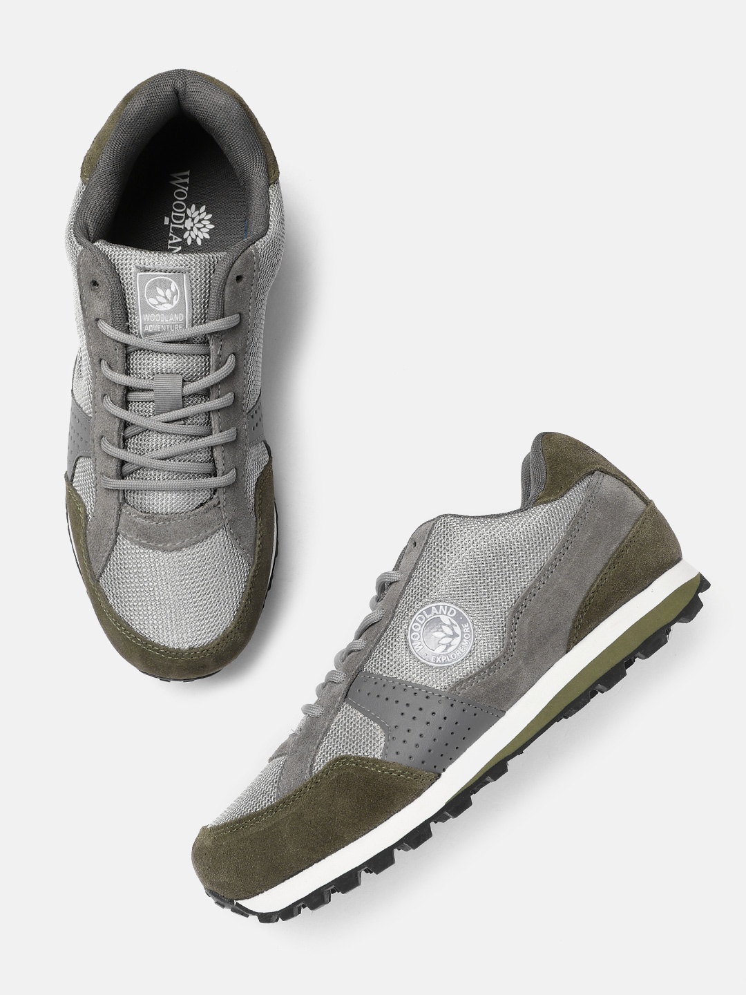 

Woodland Men Colourblocked Leather Sneakers, Grey