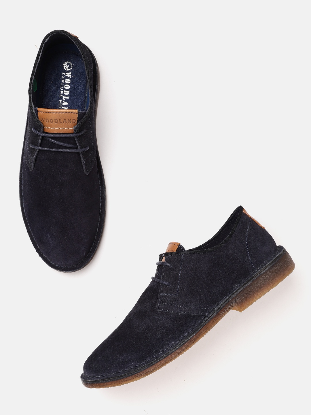 

Woodland Men Navy Blue Suede Smart Casual Derbys