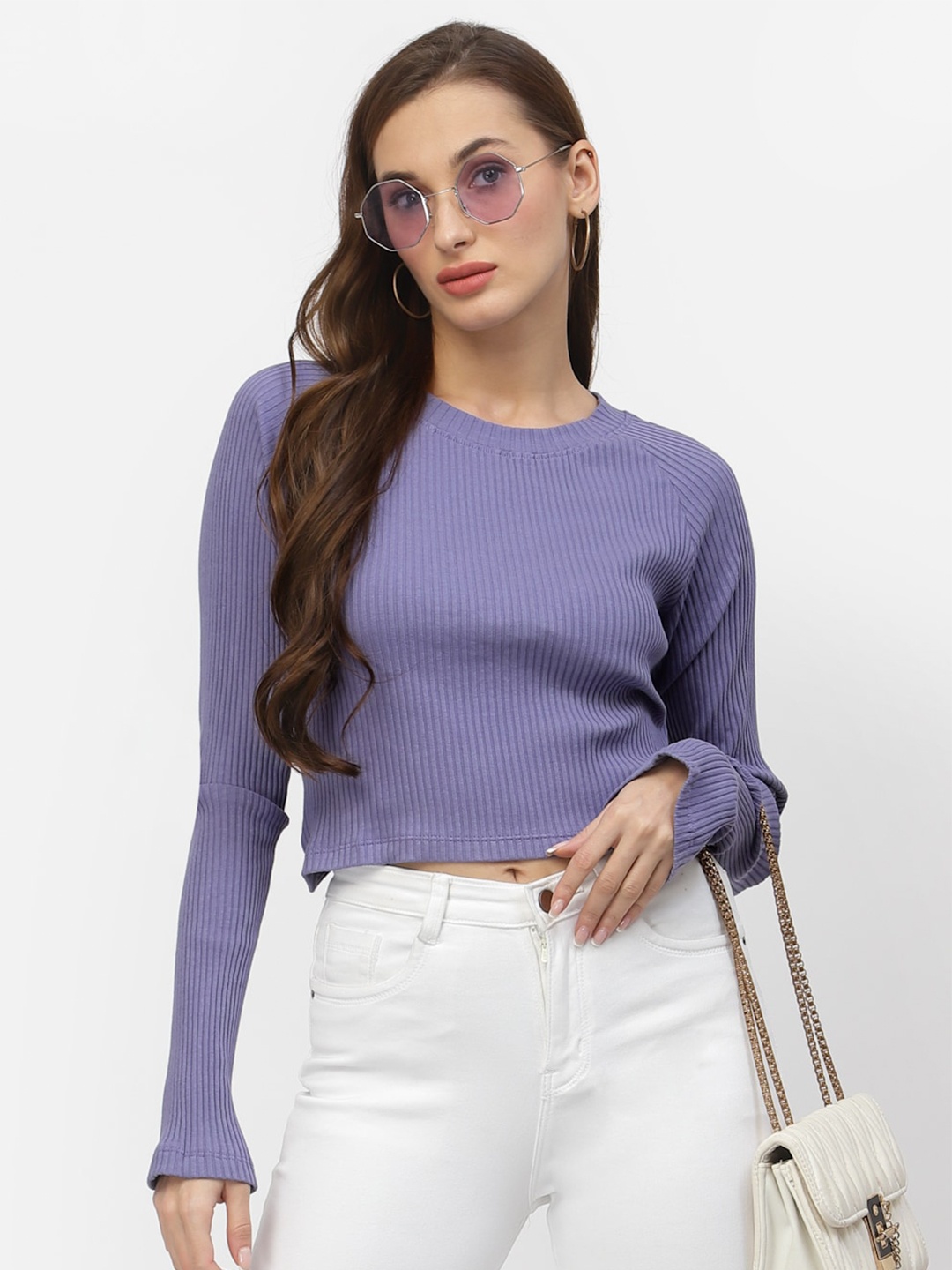 

FLAWLESS Purple Striped Pure Cotton Top