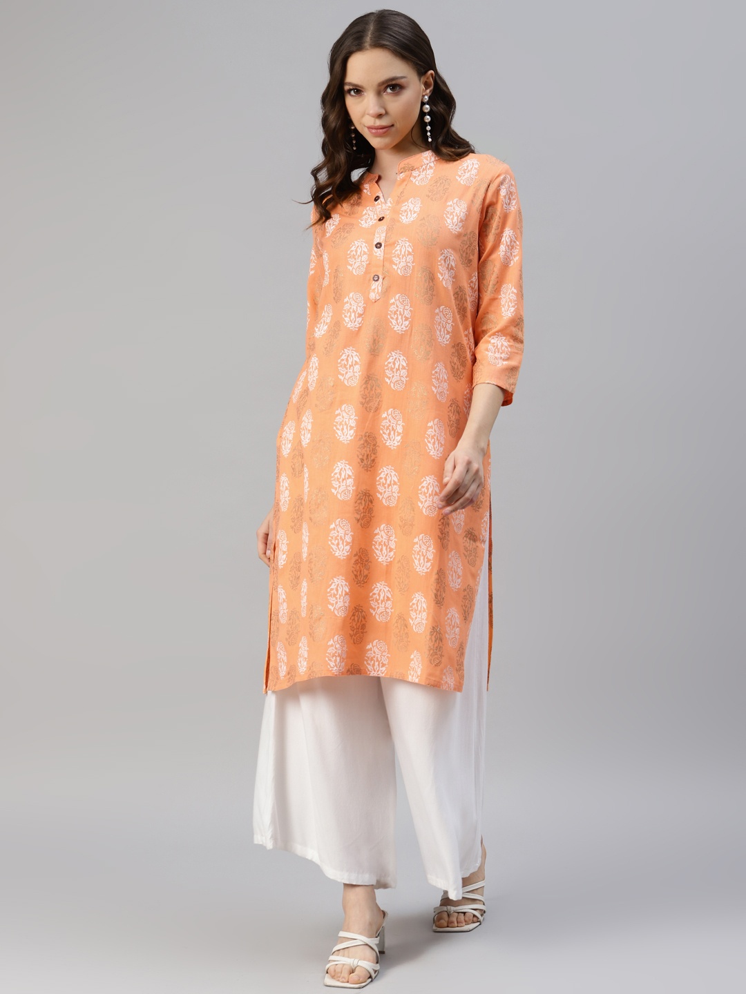 

DIVYANK Women Ethnic Motifs Printed Kurta, Orange