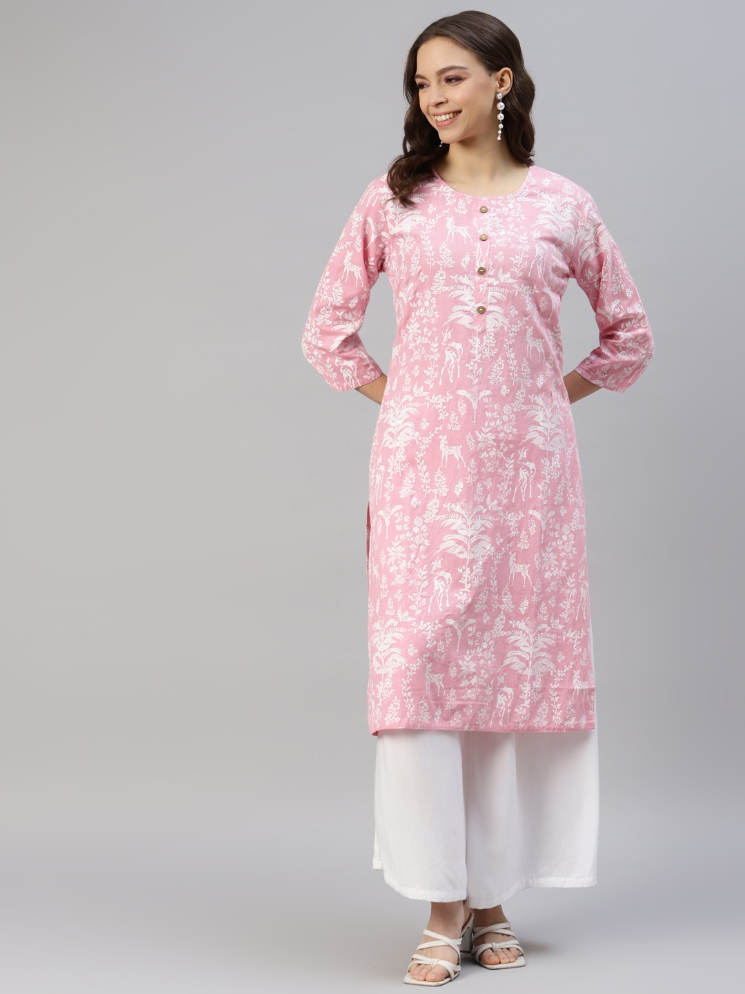 

DIVYANK Women Floral Printed Kurta, Pink