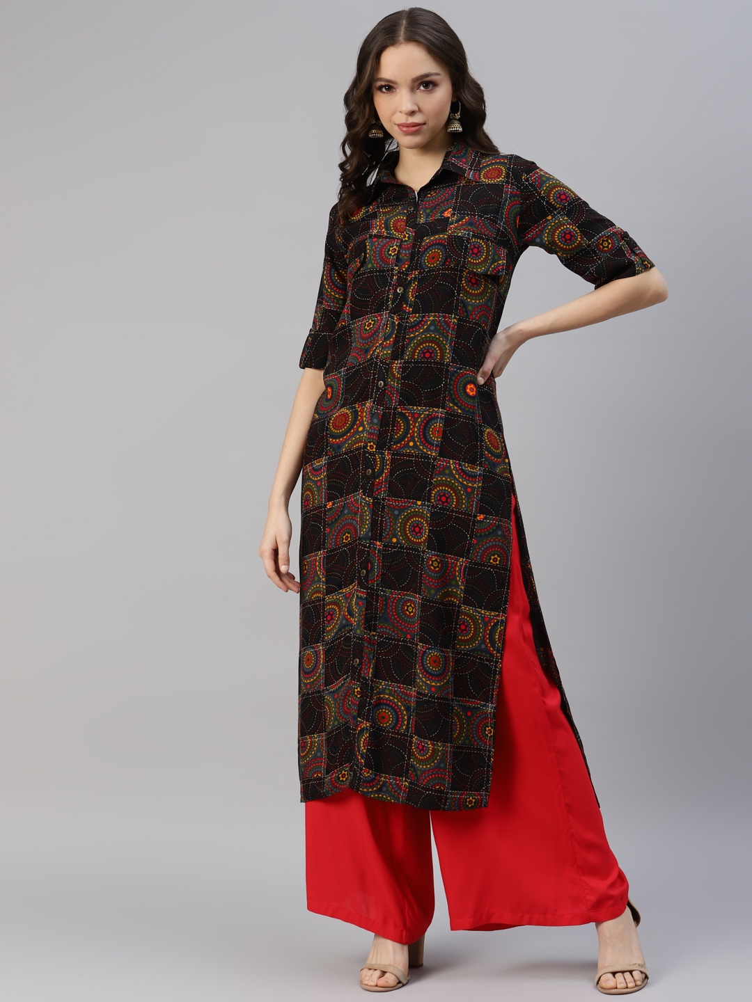 

DIVYANK Women Ethnic Motifs Printed Kurta, Black