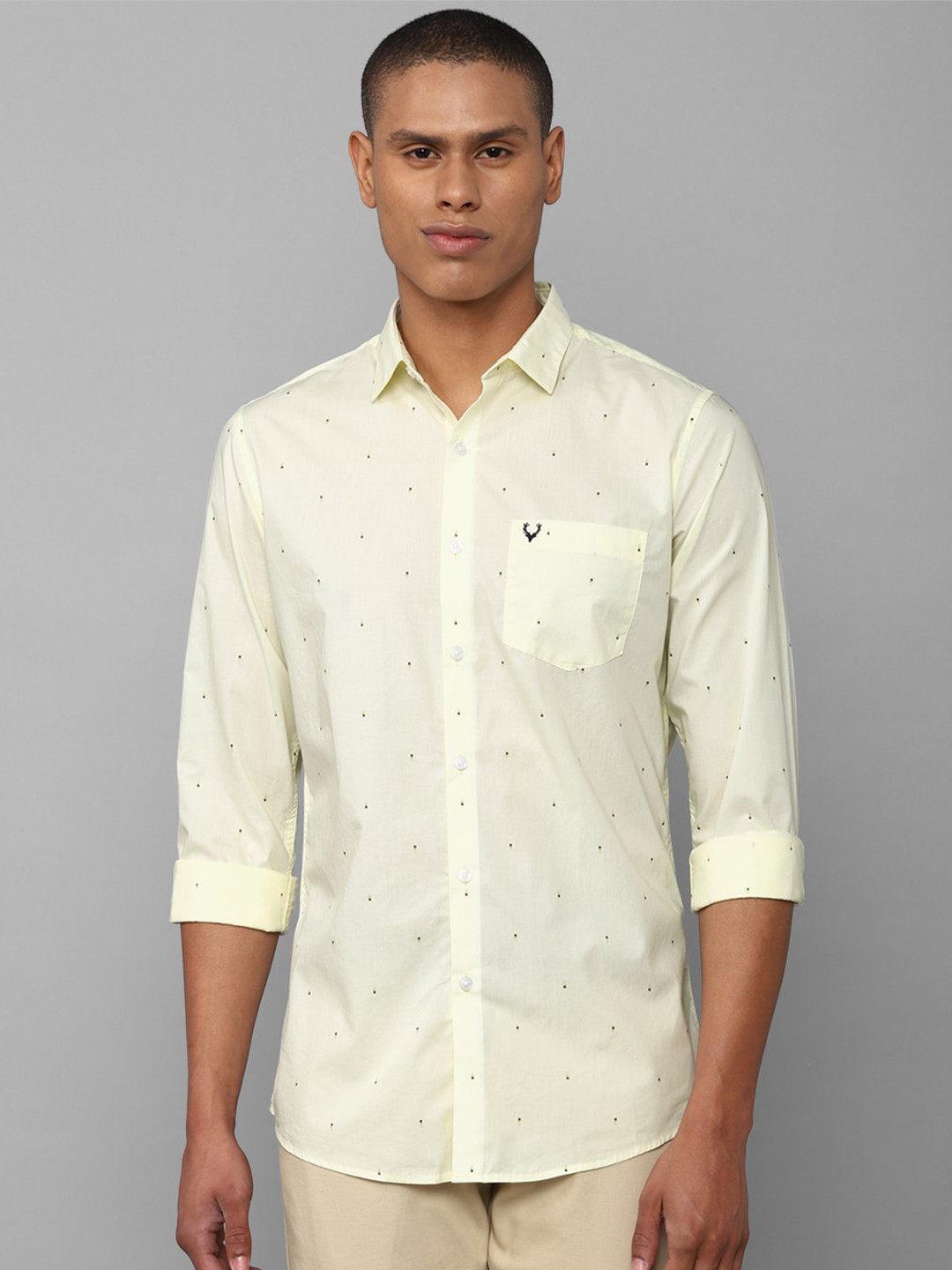 

Allen Solly Men Yellow Slim Fit Printed Pure Cotton Casual Shirt