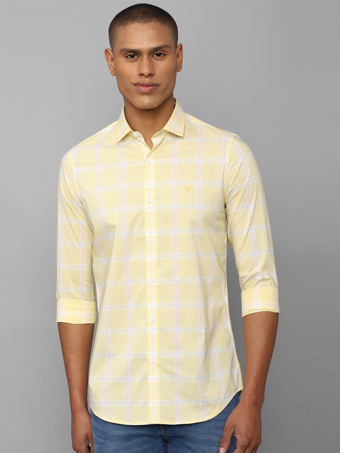 

Allen Solly Men Yellow Slim Fit Checked Casual Shirt