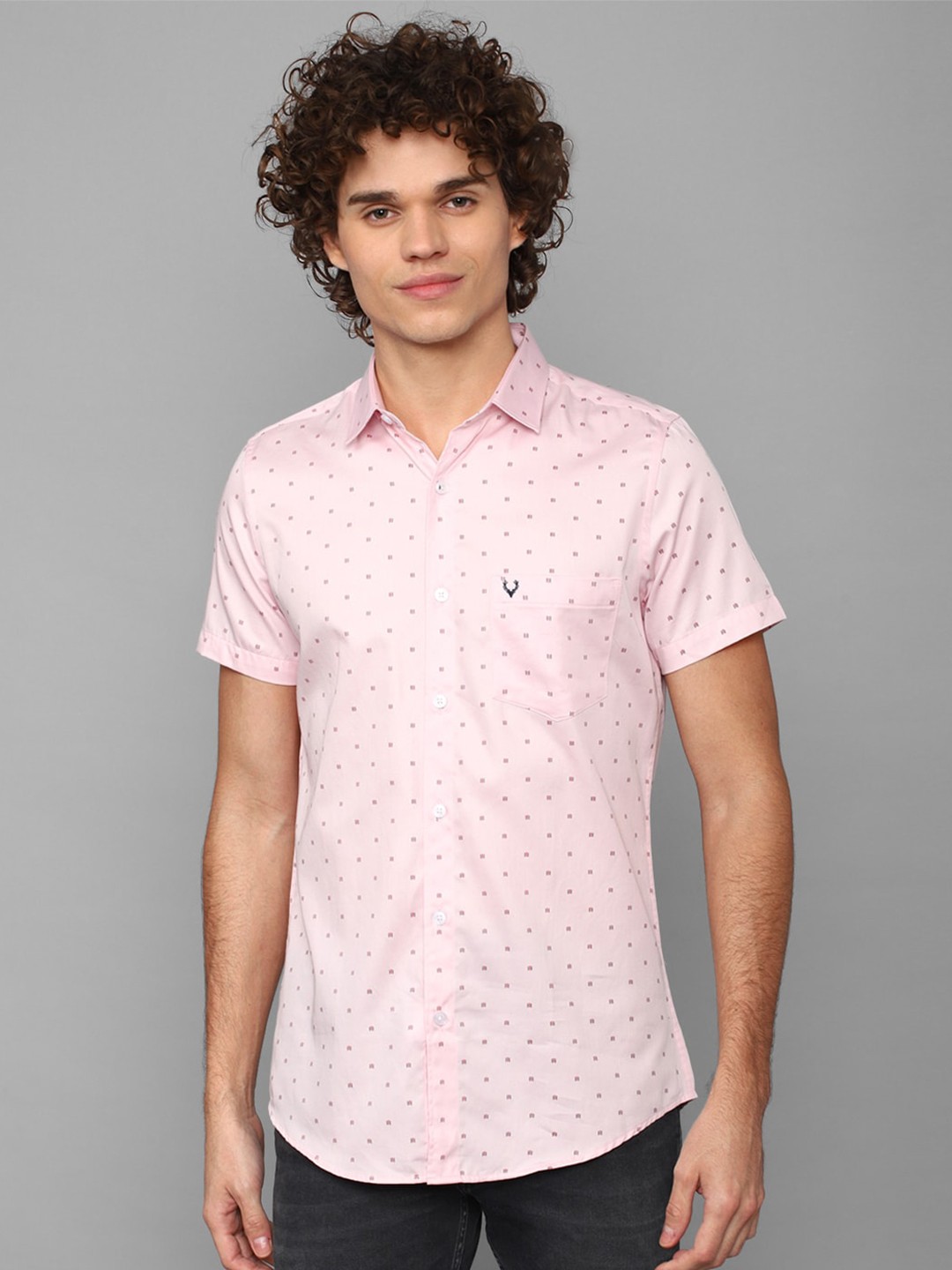

Allen Solly Men Pink Slim Fit Printed Pure Cotton Casual Shirt