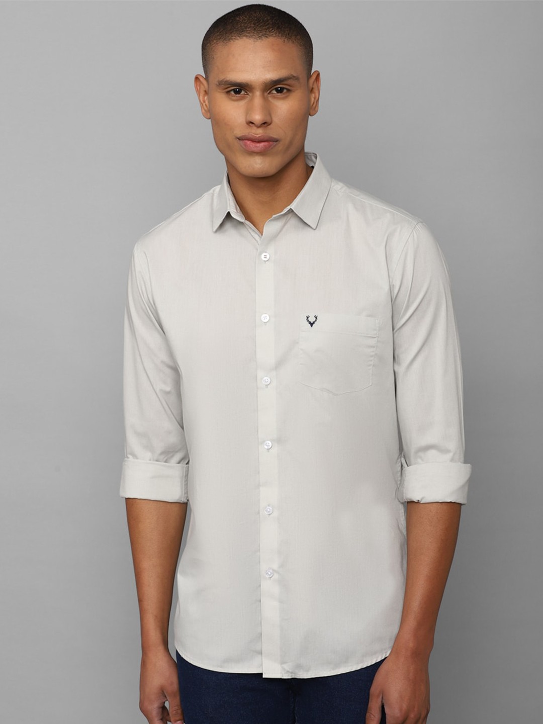 

Allen Solly Men Grey Slim Fit Pure Cotton Casual Shirt