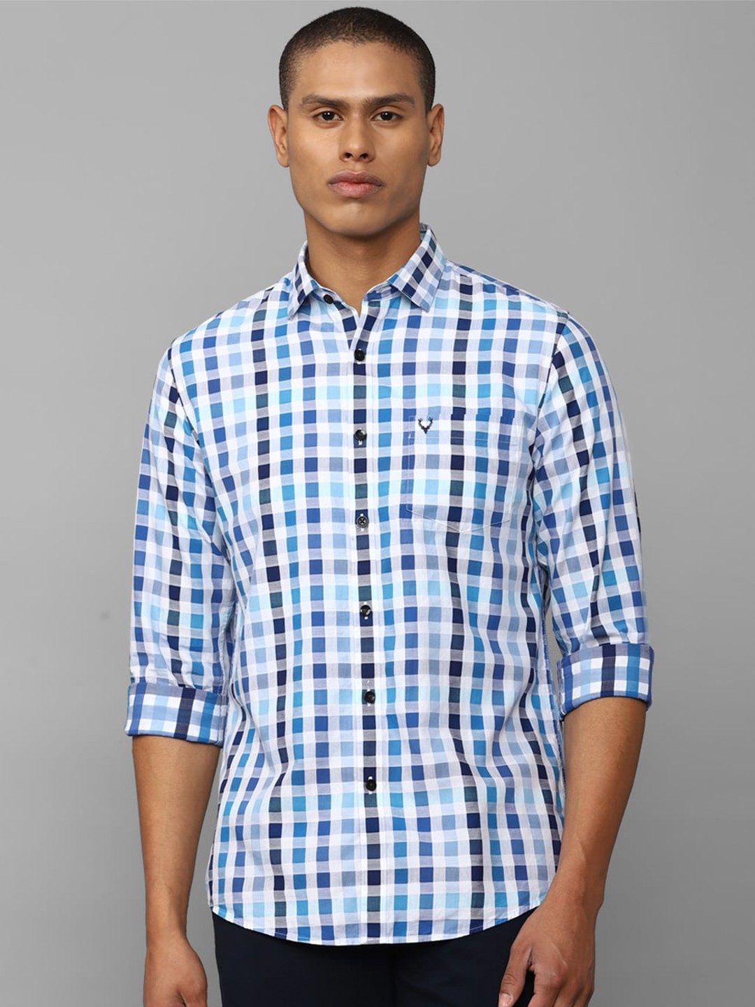 

Allen Solly Men Slim Fit Checked Casual Shirt, Blue