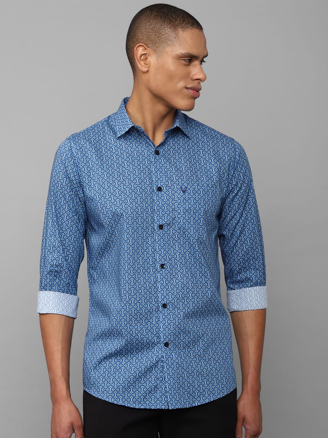 

Allen Solly Men Blue Slim Fit Printed Cotton Casual Shirt