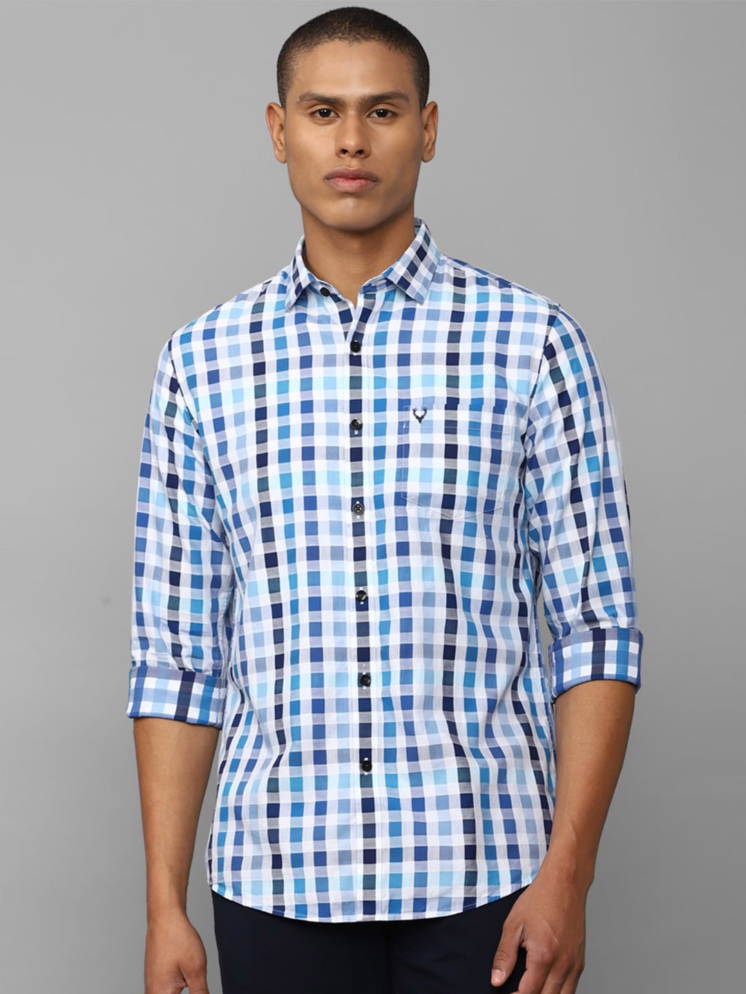 

Allen Solly Men White Cotton Slim Fit Checked Casual Shirt