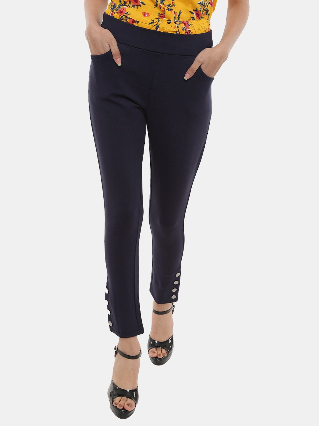 

V-Mart Women Navy Blue Cotton Jeggings