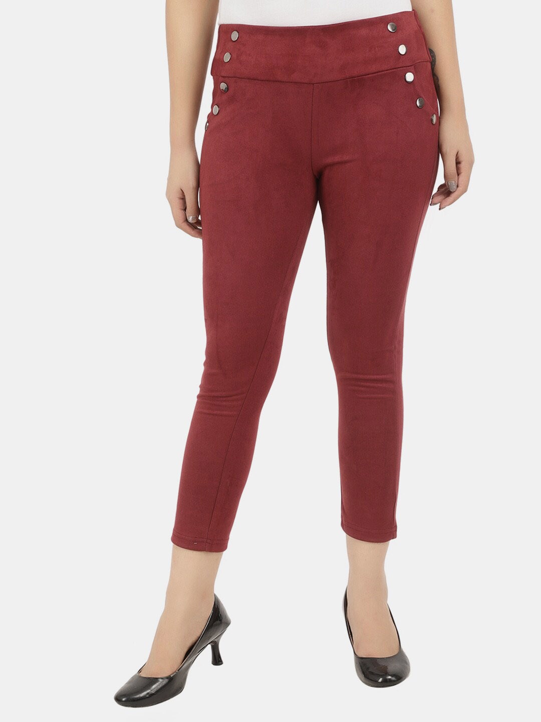 

V-Mart Women Maroon Cotton Jeggings