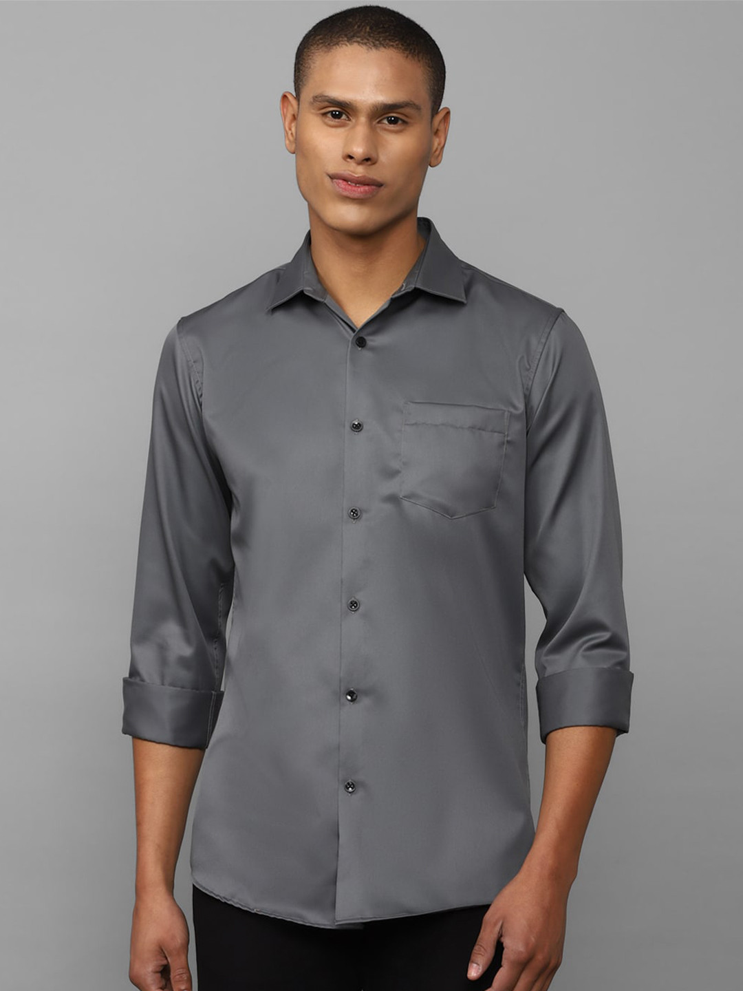 

Allen Solly Men Grey Cotton Slim Fit Casual Shirt