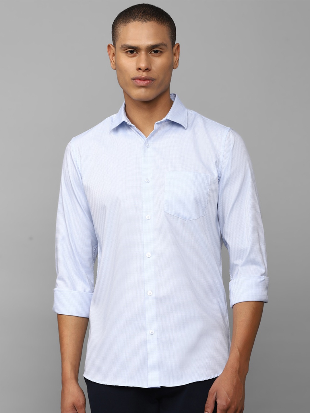 

Allen Solly Men Slim Fit Micro Checked Casual Shirt, Blue