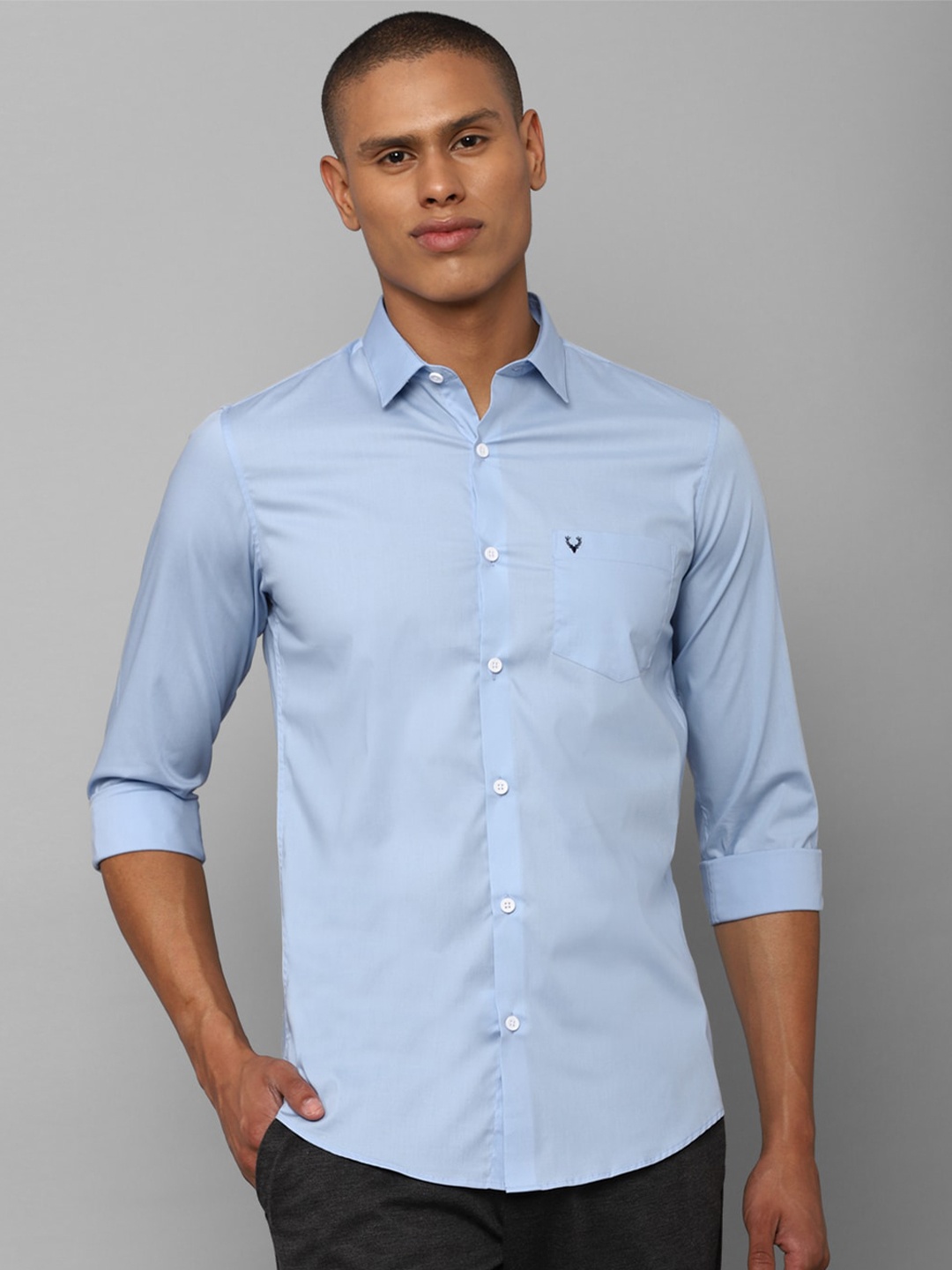 

Allen Solly Men Blue Solid Slim Fit Casual Shirt