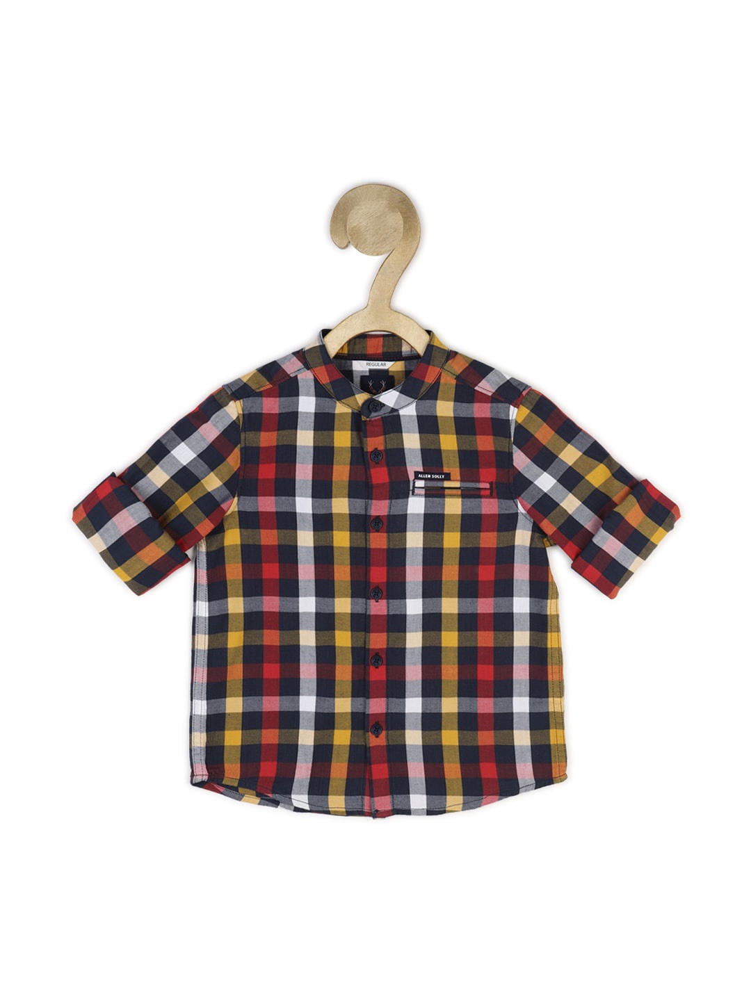 

Allen Solly Junior Boys Navy Blue & Yellow Checked Regular Fit Casual Shirt