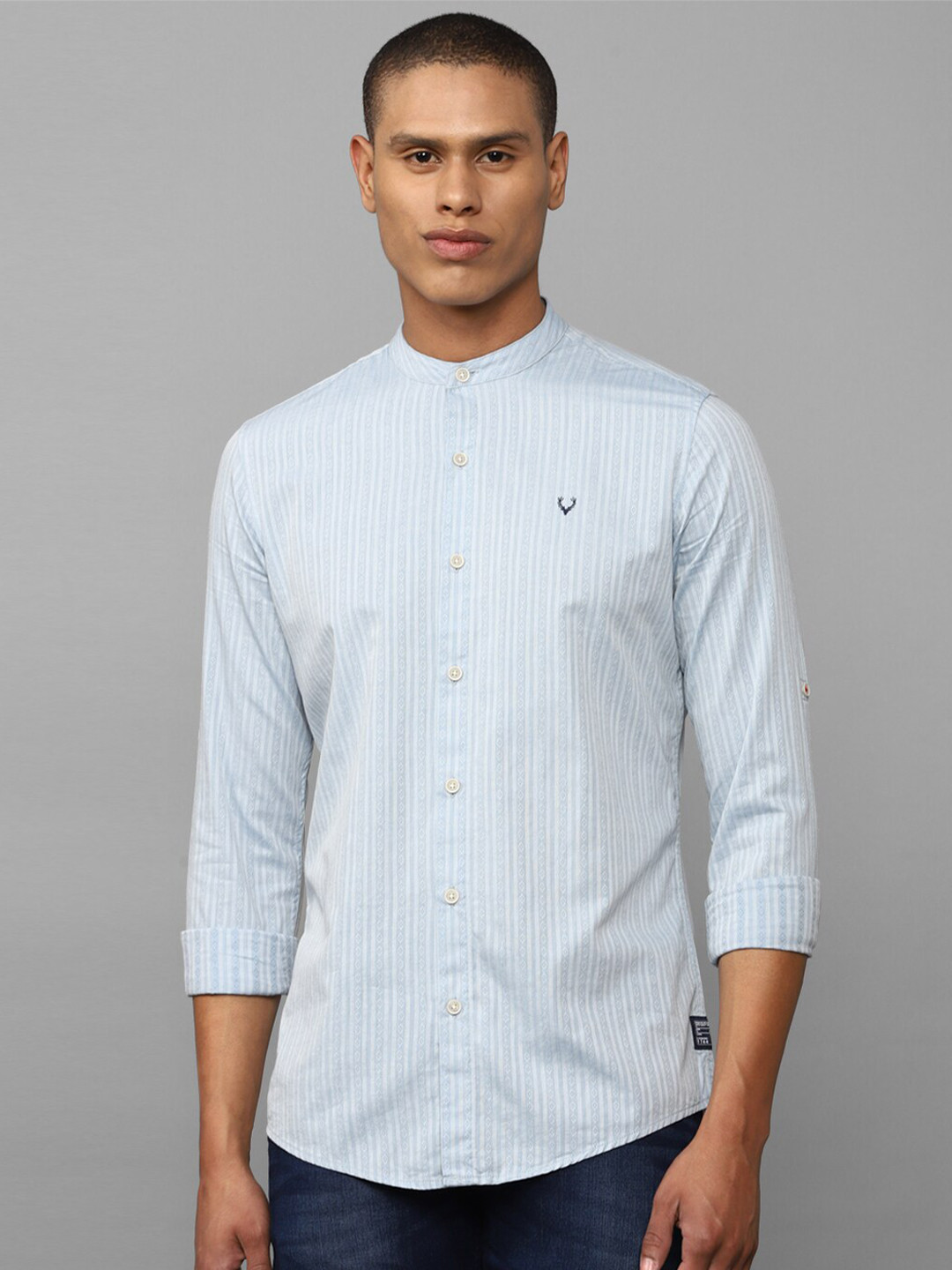 

Allen Solly Sport Men Striped Cotton Casual Shirt, Turquoise blue