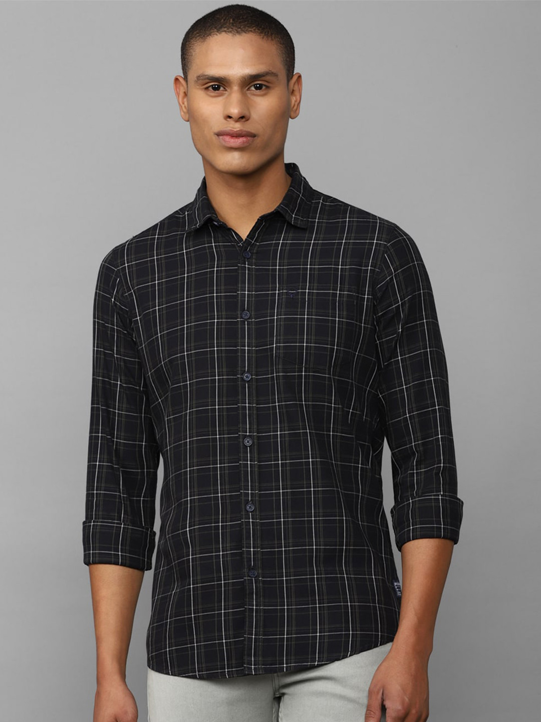 

Allen Solly Sport Men Black Checked Cotton Casual Shirt