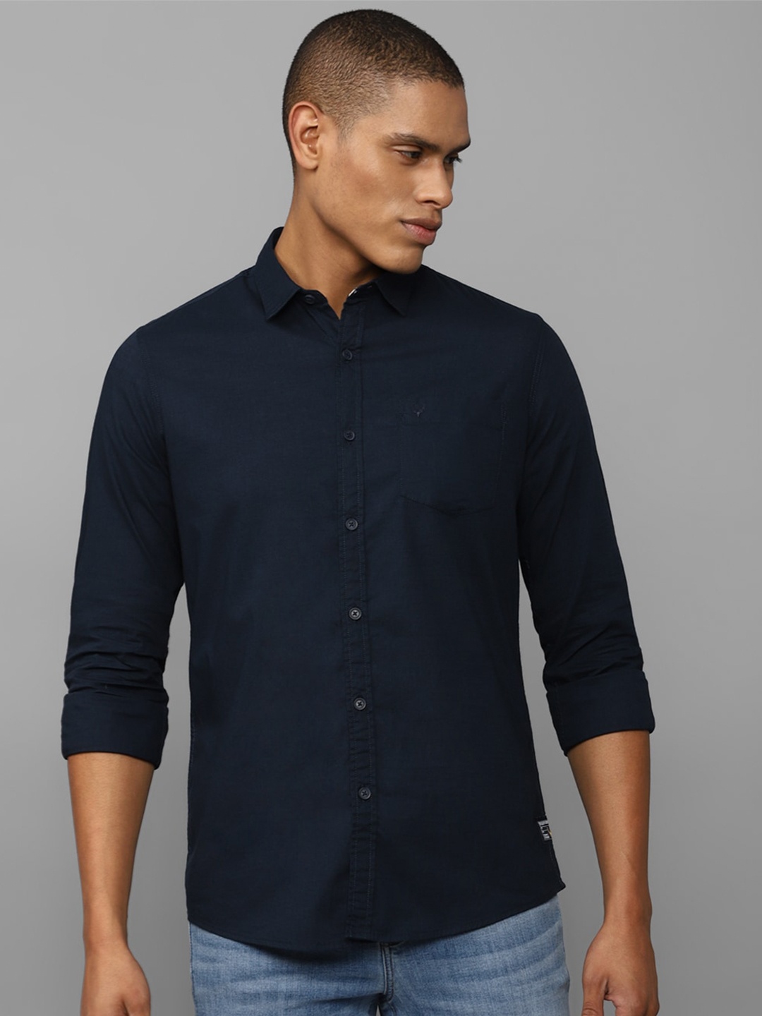 

Allen Solly Sport Men Navy Blue Solid Cotton Casual Shirt