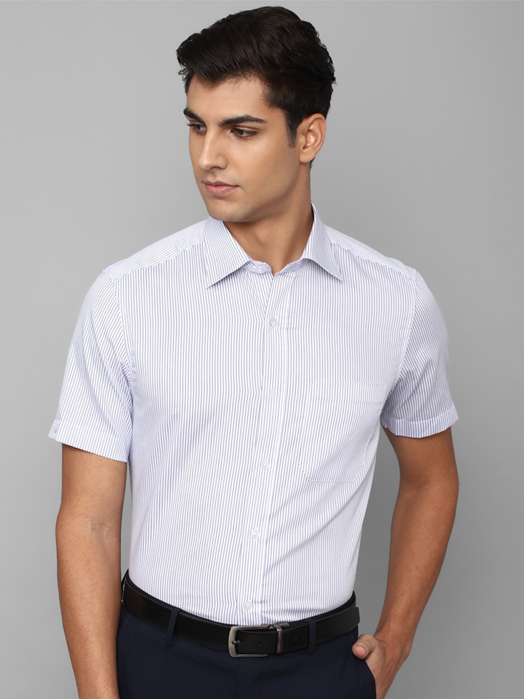 

Louis Philippe Slim Fit Striped Cotton Formal Shirt, White