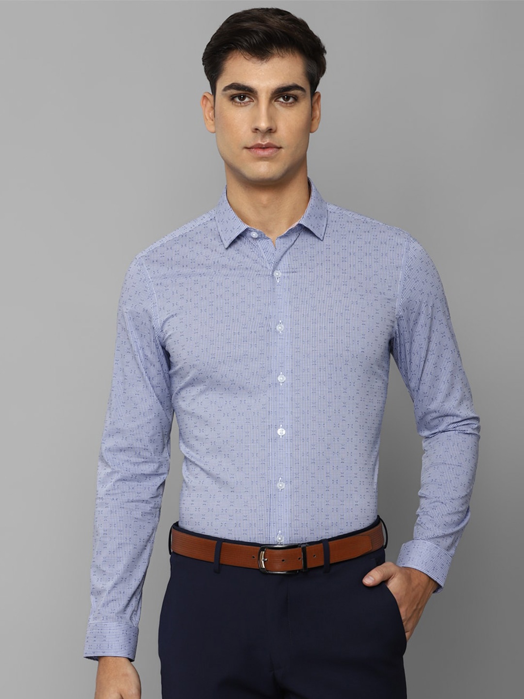

Louis Philippe Men Cotton Slim Fit Printed Formal Shirt, Blue