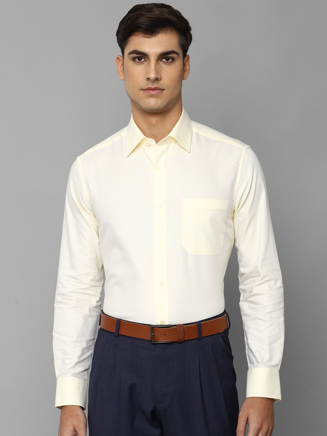 

Louis Philippe Men Yellow Slim Fit Pure Cotton Formal Shirt
