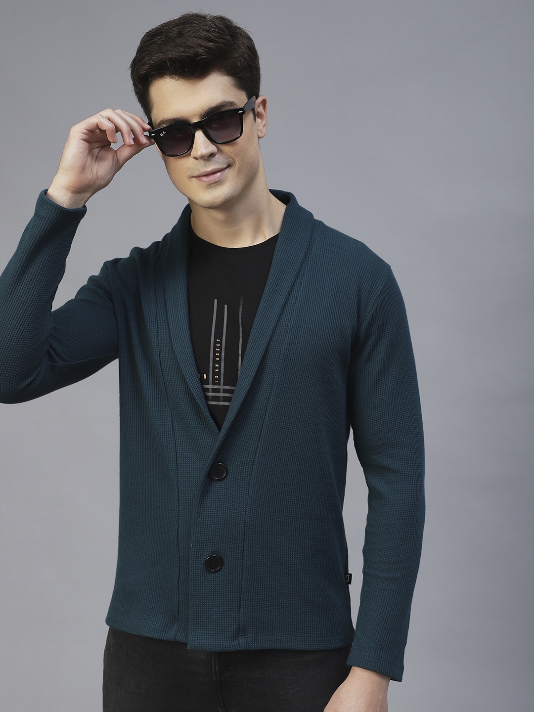 

Rigo Men Teal Button Shrug