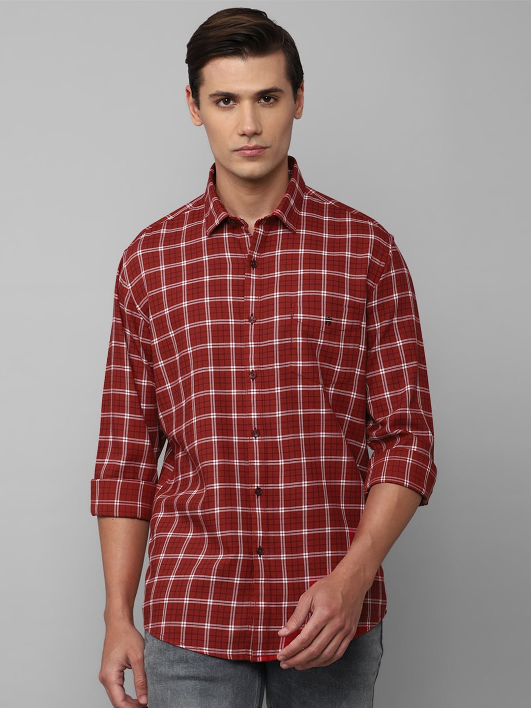 

Louis Philippe Sport Men Maroon Slim Fit Tartan Checked Pure Cotton Casual Shirt