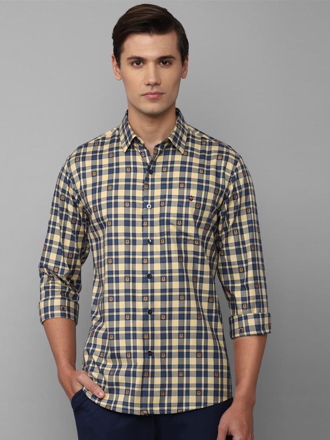 

Louis Philippe Sport Men Yellow Slim Fit Tartan Checks Checked Casual Shirt