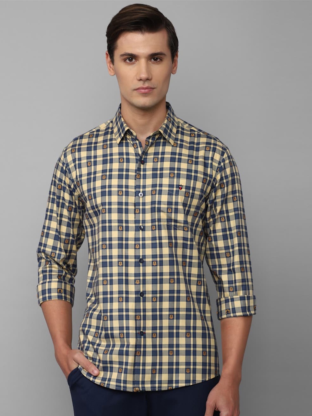 

Louis Philippe Sport Men Yellow Slim Fit Tartan Checks Checked Casual Shirt
