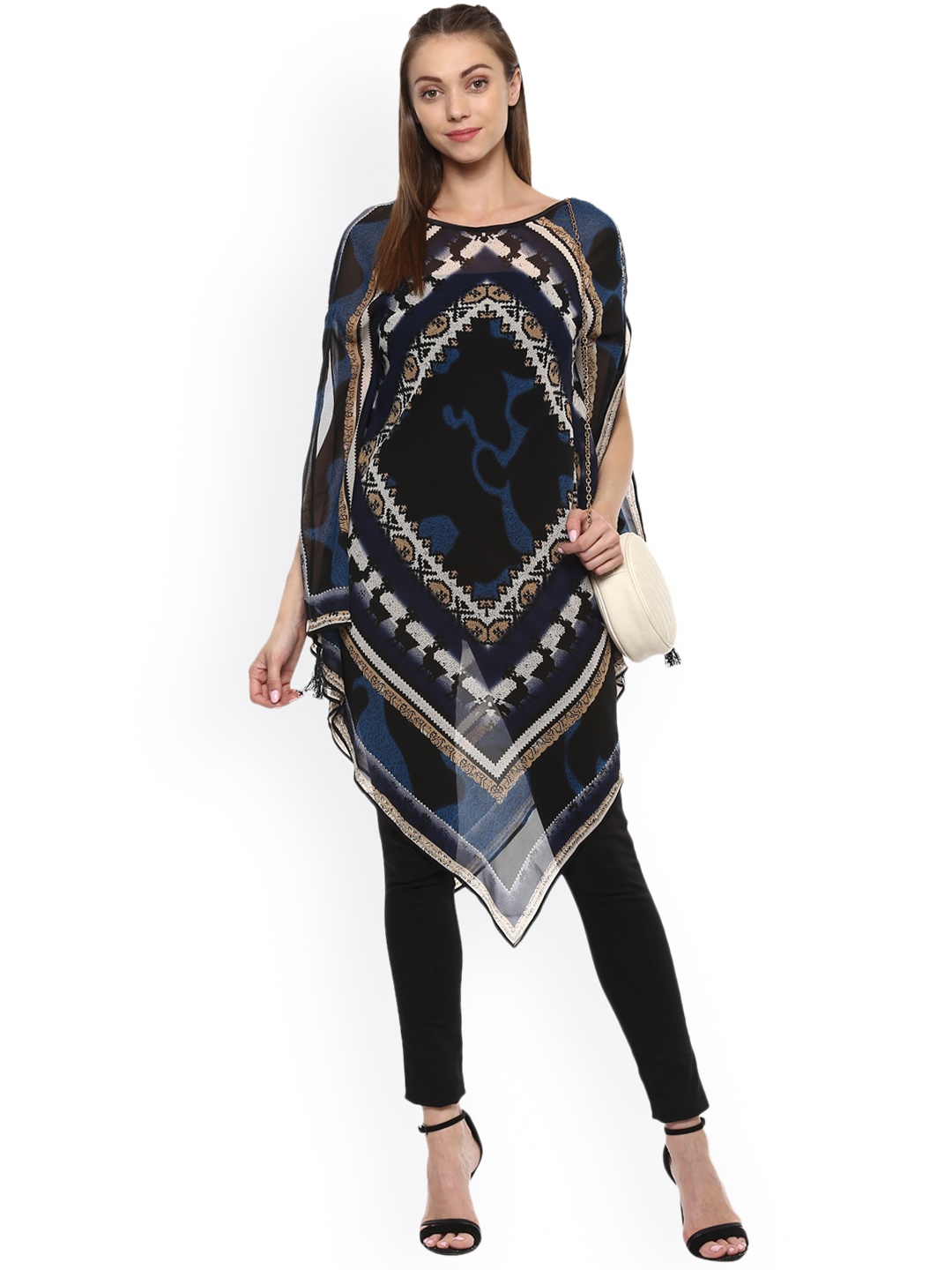 

Taurus Women Blue & Black Printed Kaftan Top