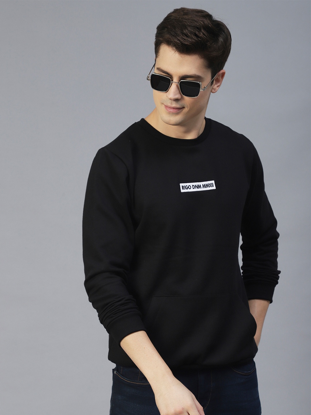 

Rigo Round Neck Fleece Sweatshirt, Black