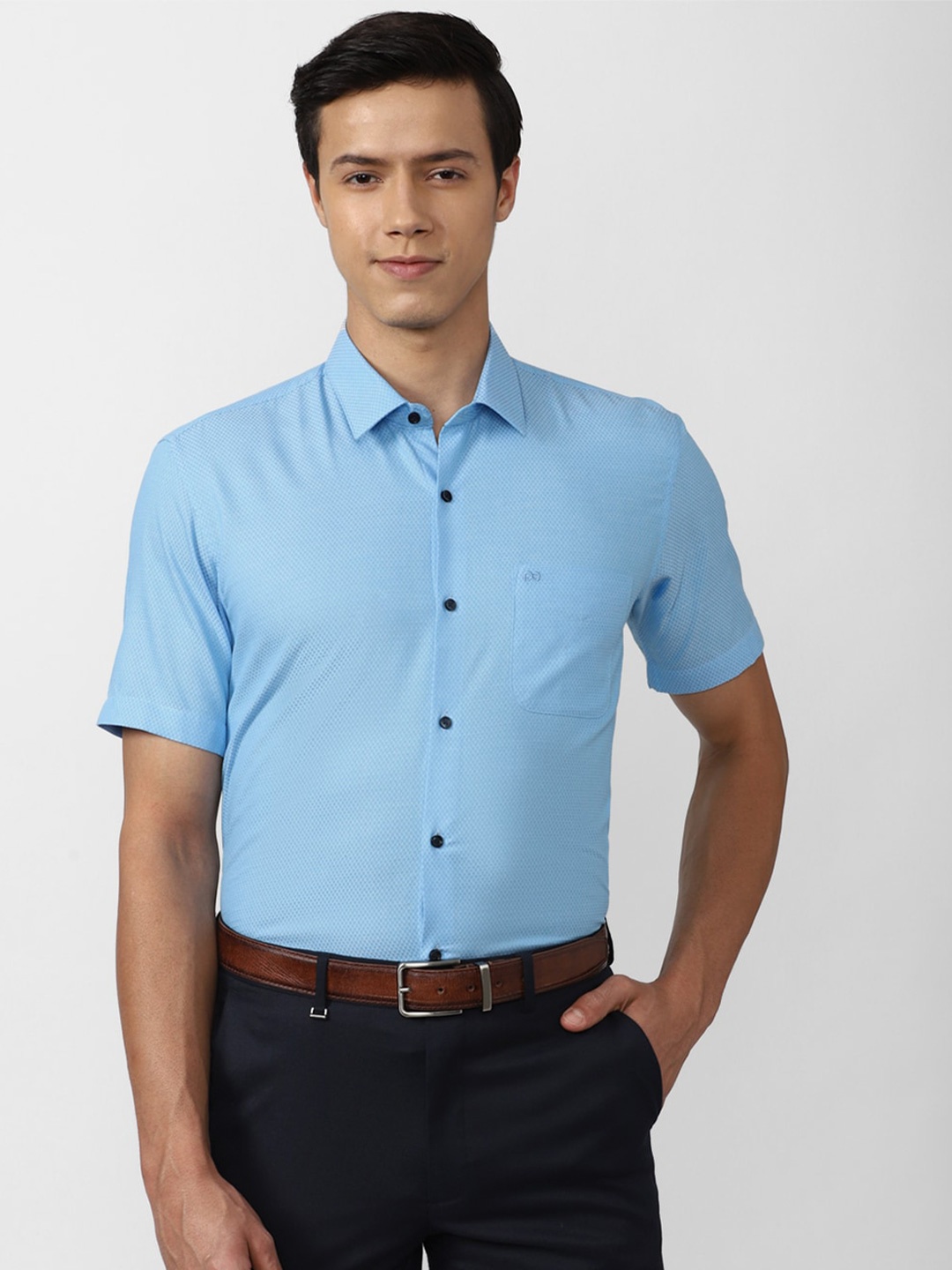 

Peter England Men Comfort Formal Shirt, Blue