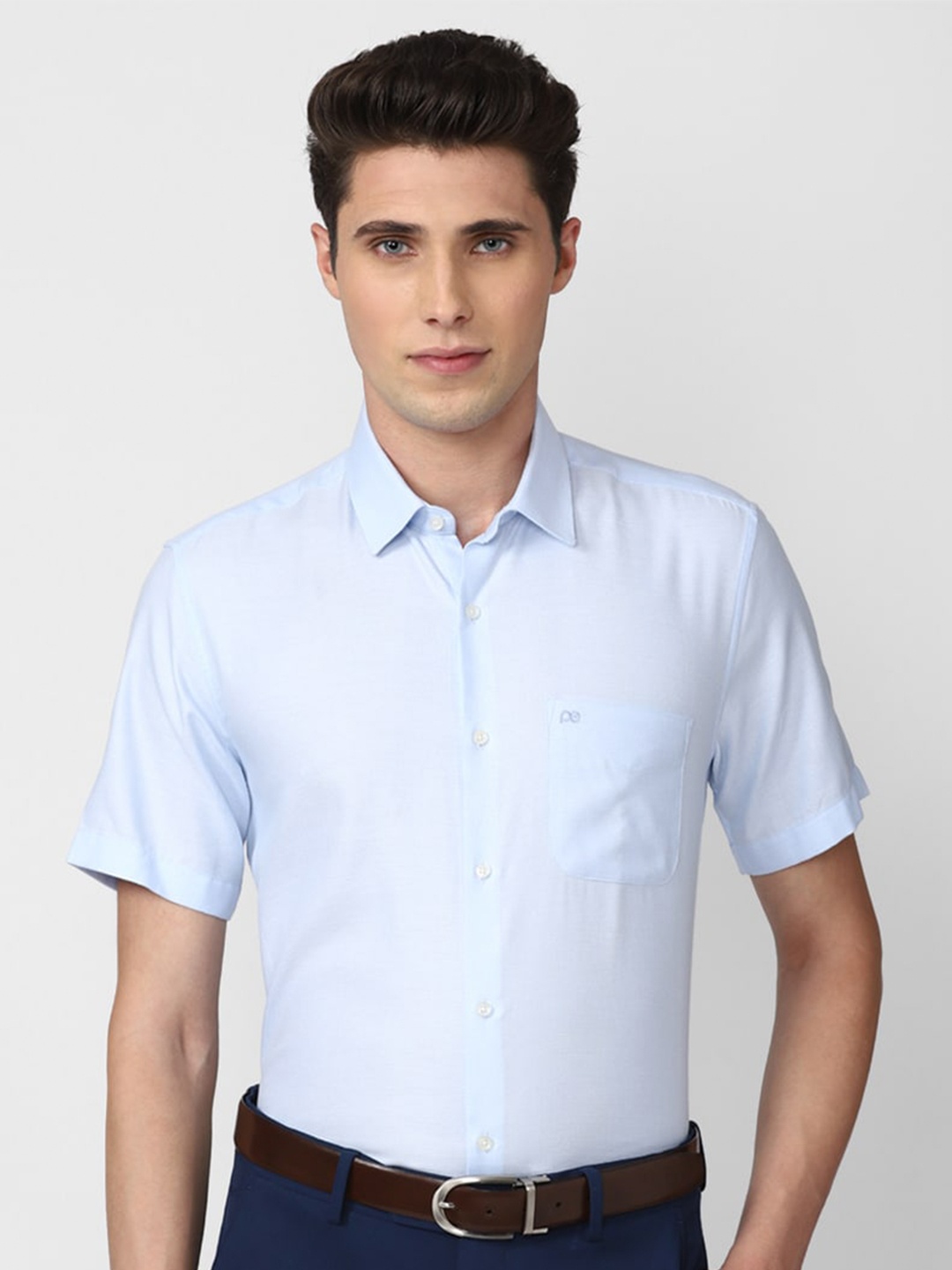 

Peter England Men Blue Printed Cotton Formal Shirt