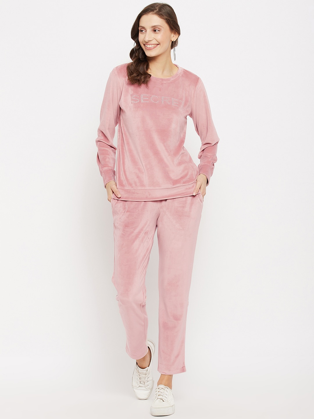

MADAME M SECRET Women Peach-Coloured Printed Night suit