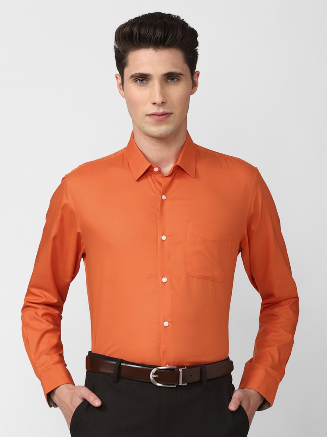 

Peter England Spread Collar Formal Shirt, Orange