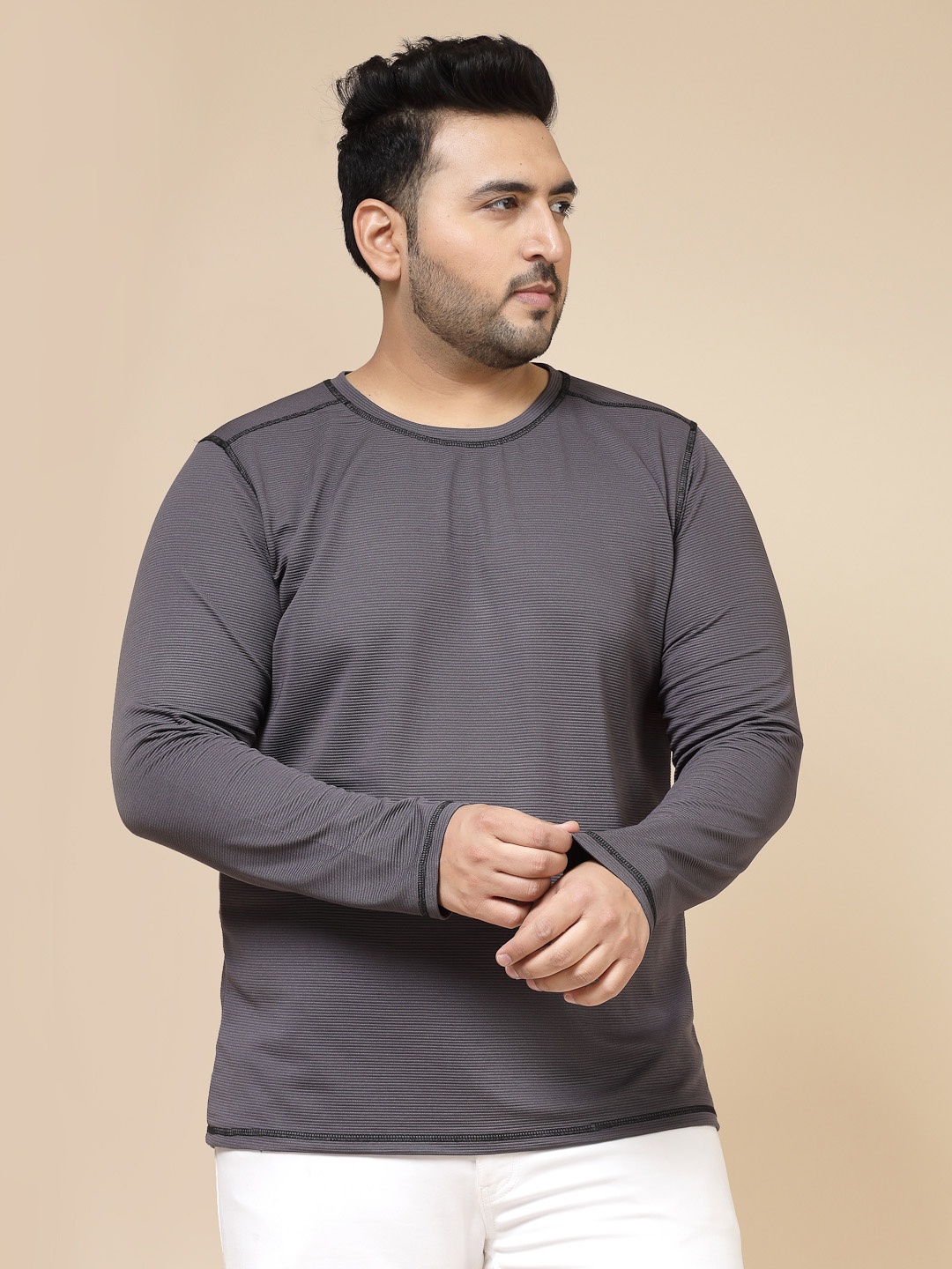 

Rigo Men Charcoal Slim Fit Round Neck T-shirt