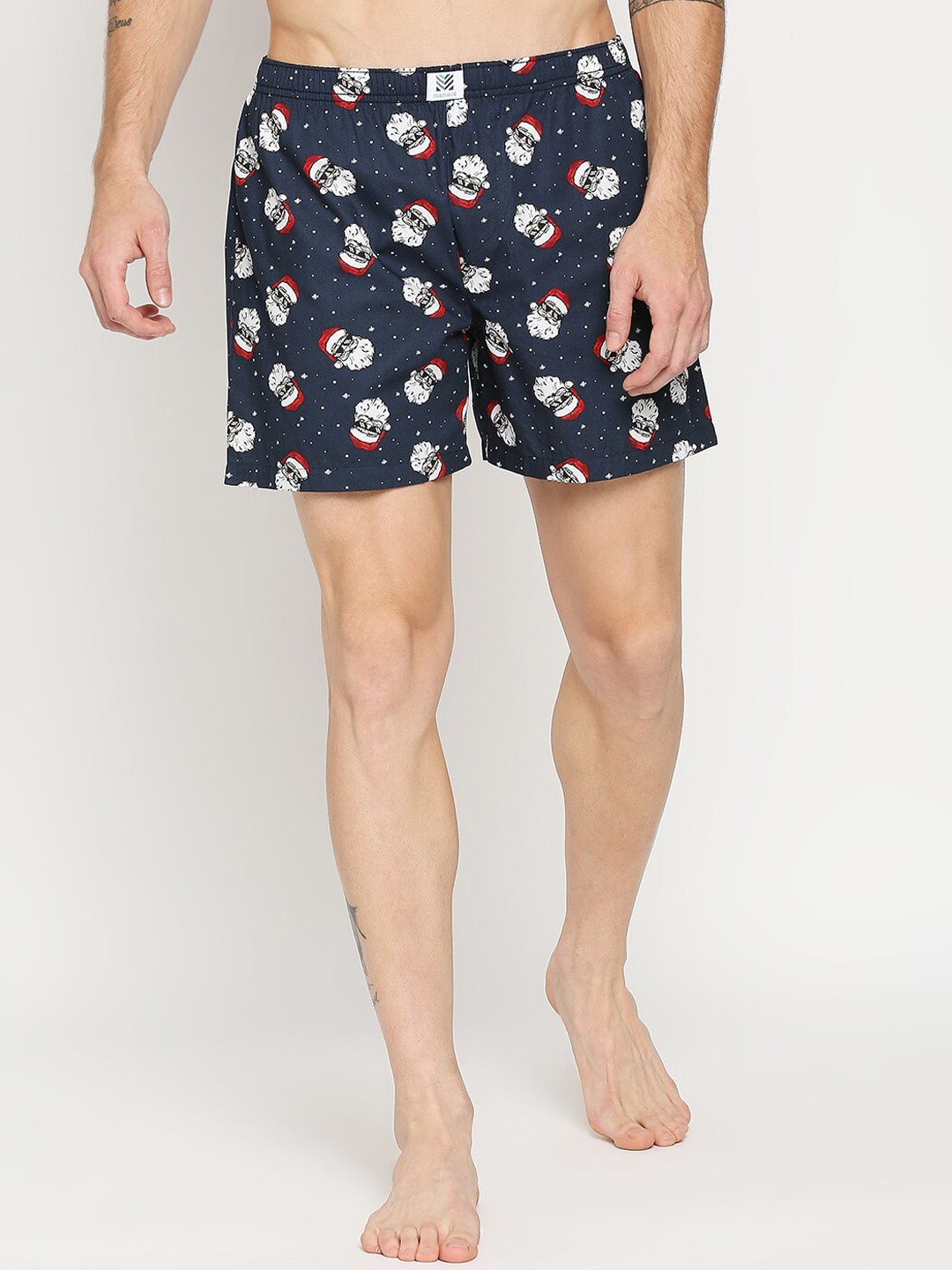

Manaca Men Navy Blue Printed Pure-Cotton Boxers