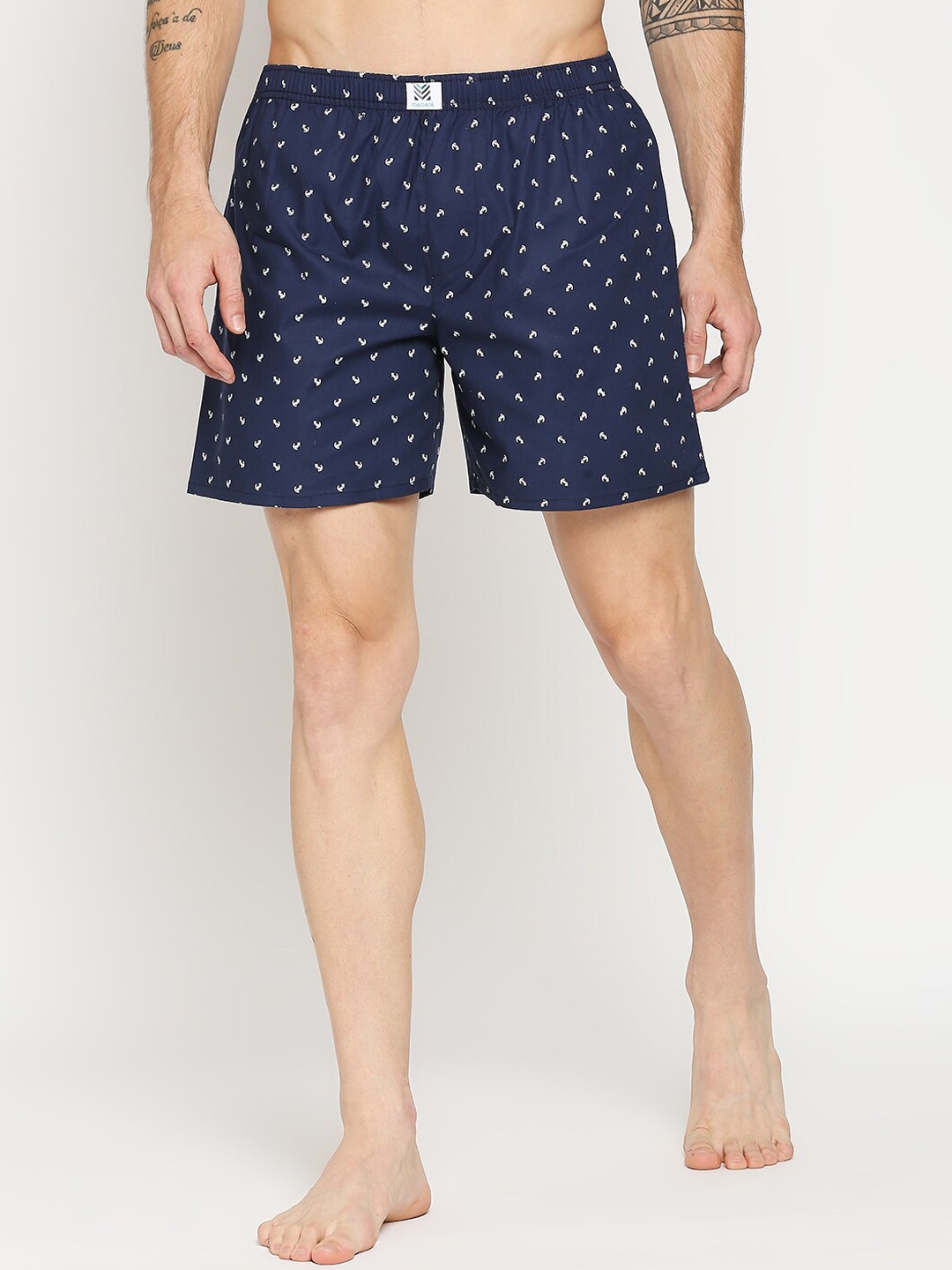 

Manaca Anchor & Hope Men Navy Blue Printed Cotton Boxers